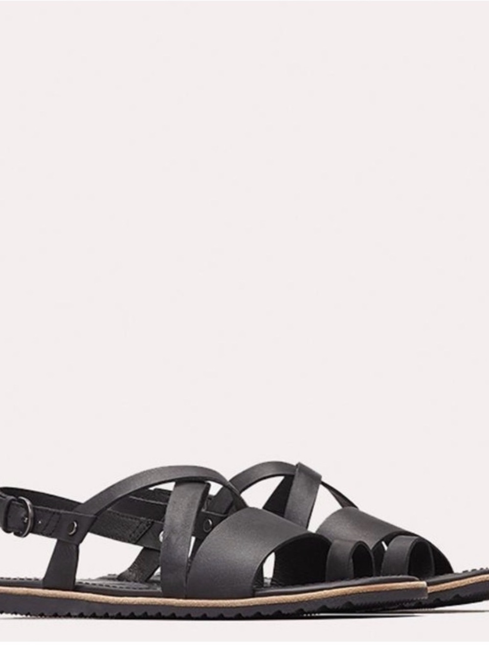 Sorel Black Leather Ankle-Strap Sandals